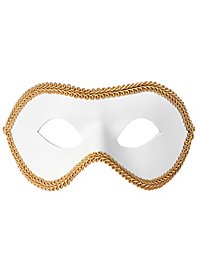 Colombina con Passamaneria bianco-oro Venetian leather mask 
