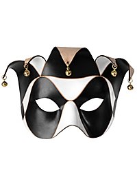 Colombina Joker nero-bianco Venetian leather mask