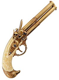 Double-barrelled flintlock pistol Decorative gun