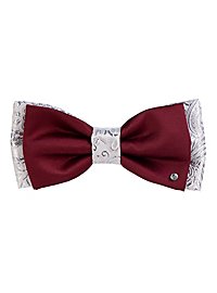 Double bow tie in burgundy-silver paisley brocade with rhinestone – Showman