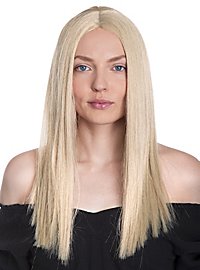 Langhaarperücke hellblond mit Mittelscheitel
