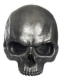 Halbierter Dekoschädel aus Gießharz, metallfarben