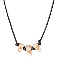 Impression 3D - 3 dents humaines en pendentifs avec cordon en cuir