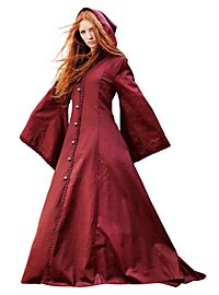 Manteau à capuche médiéval bordeaux