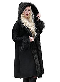 Manteau doublé de fourrure - Mage de l'ombre, noir