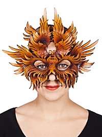 Maschera in pelle di uccello marrone