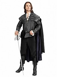 Musketeer shoulder cape with triple lacing - Guillaume, black