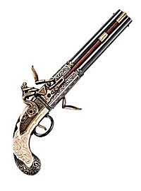 Flintlock pistol with revolving double barrel