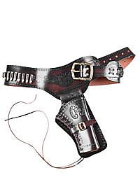 Premium revolver belt with deco cartridges dark brown
