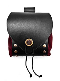 Riveted Leather Belt Pouch red