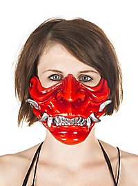 Samurai mask made of synthetic resin red