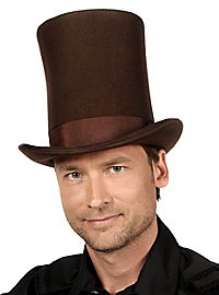 Très grand chapeau haut-de-forme marron