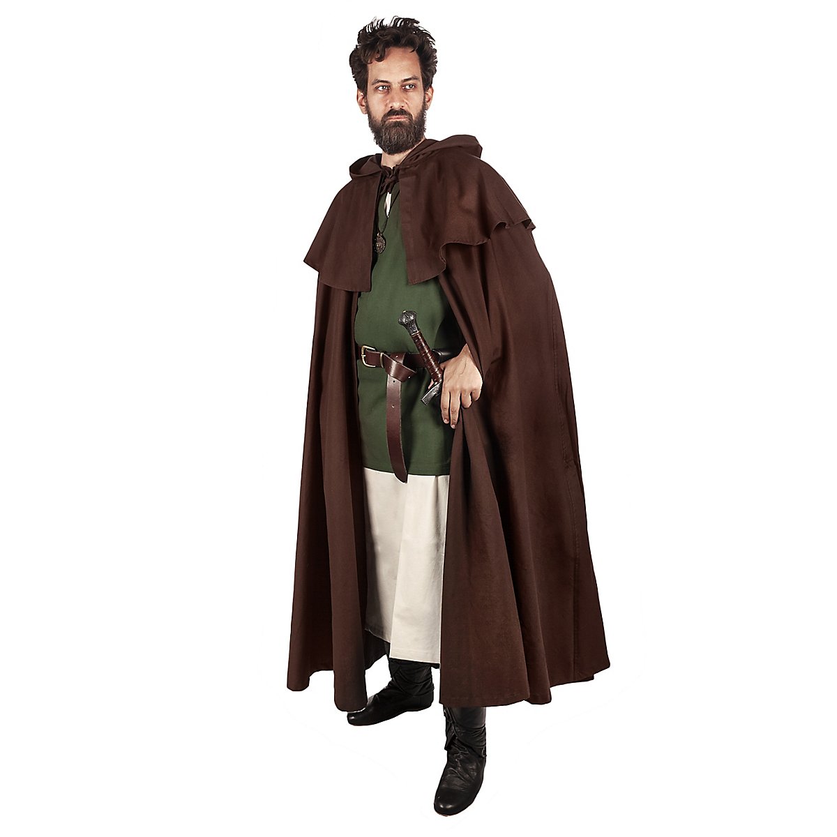 Cape à Capuche Noire Pour Déguisement Médiéval, Jedi, Halloween - Homme/femme, Polyester, Polyvalente