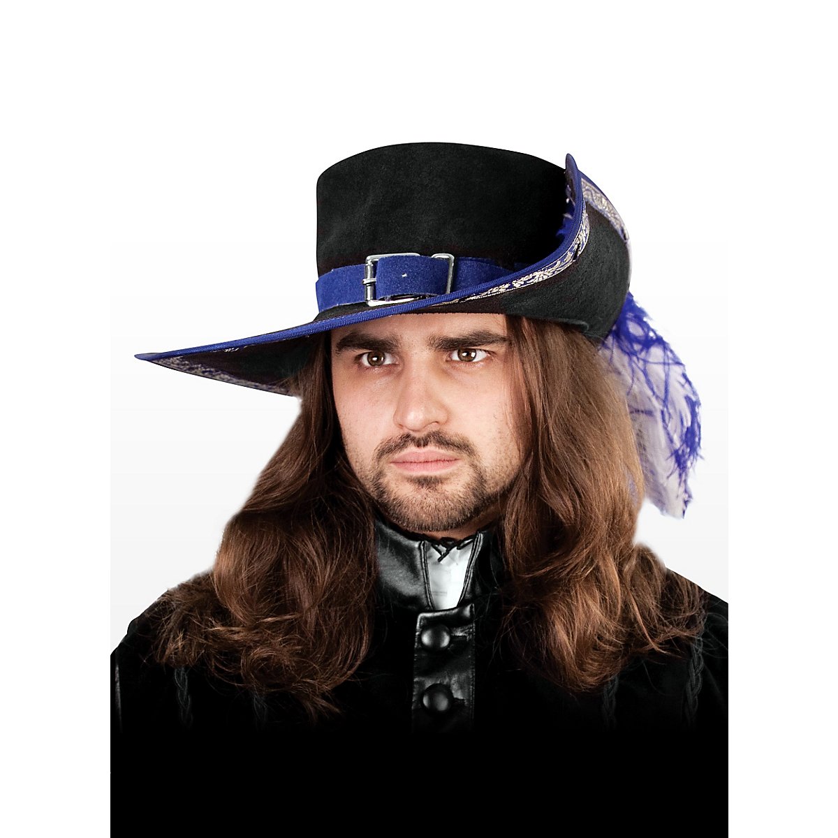 Leather Hat Musketeer blue - andracor.com