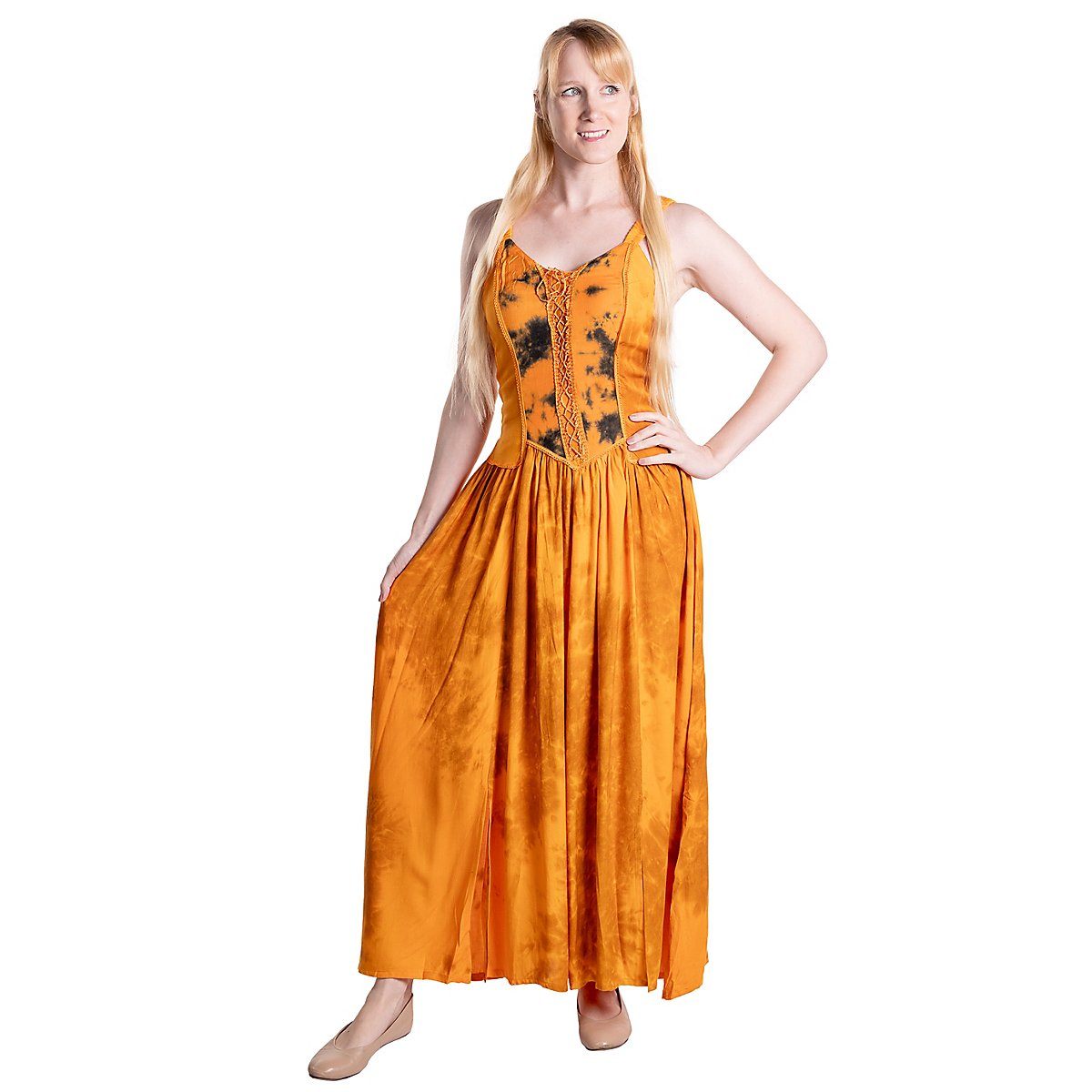 Shape Robe Corset Mi-longue Crème à Manches Longues Jupe Froncée