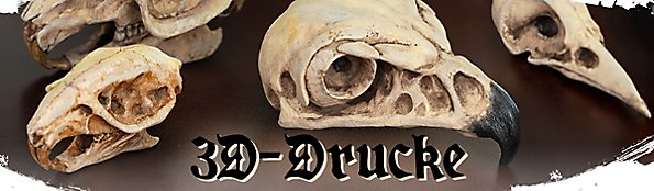 3D gedruckte Schädel und Zubehör für Larp
