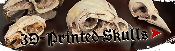 3D-printed skulls and accessories for LARP