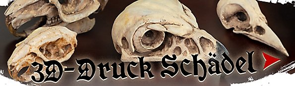 3D gedruckte Schädel und Zubehör für Larp