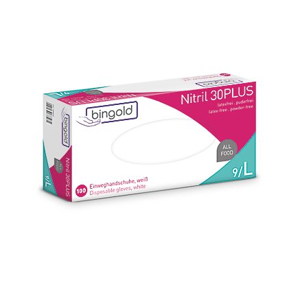 Bingold Nitril 30Plus - Einweghandschuhe - weiß - 100 Stück
