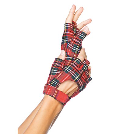 Fingerlose Handschuhe Rot Kariert