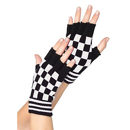 Fingerlose Handschuhe Schachbrettmuster