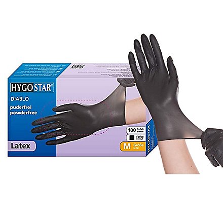 Hygostar® Diablo Latex Einweghandschuhe - schwarz - 100 Stück