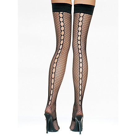 Der ultimative Blickfang: Netz-Overknees mit aufregender Cut-Out-Naht