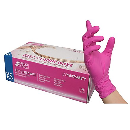 Nitras Candy Wave Nitril-Handschuhe in Spender-Box – puderfrei, nicht steril - 100 Stück