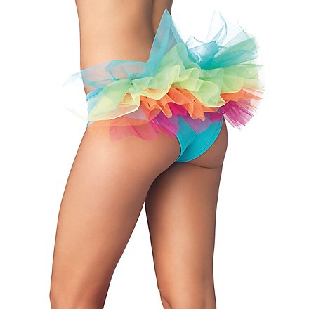 Tanga Panty mit buntem Regenbogen-Tüll