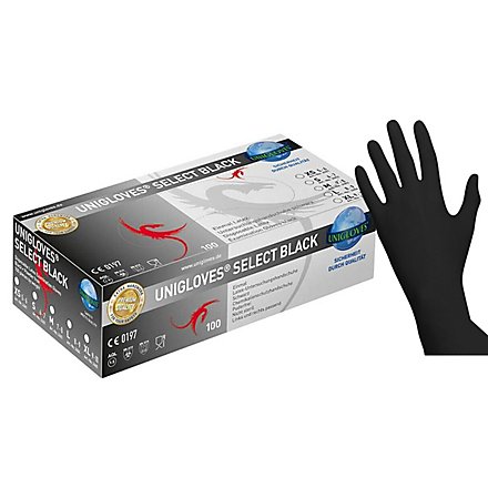 Unigloves Select Black Latexhandschuhe - schwarz - 100 Stück