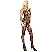Schwarzer Spitzen-Bodystocking mit Schnürung