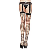 Fishnet Strapsstrumpfhose Ouvert schwarz