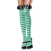 Gestreifte Overknees mit Gürtel-Top Grün/Weiß