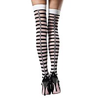 Gestreifte Overknees mit Totenkopf-Naht S/W