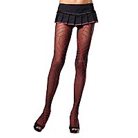 Gothic Strumpfhose mit rotem Spinnennetz-Muster