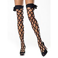 Großnetz Overknees mit Bindeband zum Schnüren