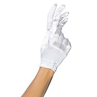 Kurze Satin-Handschuhe mit Perlen-Verzierung