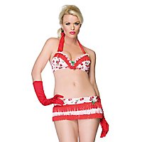 Rockabilly Pin-up Set 2 tlg. mit Kirschen-Muster und Fransen