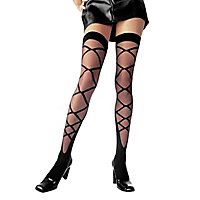 Schwarze Overknees mit Schnürmuster