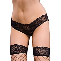Schwarzer Spitzen-Panty mit frechem "Open Back"