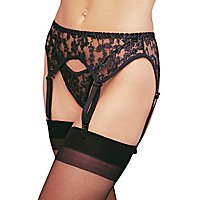 Spitzen-Strumpfhaltergürtel mit Tanga schwarz