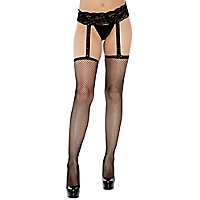 Strapsstrumpfhose mit Spitze schwarz