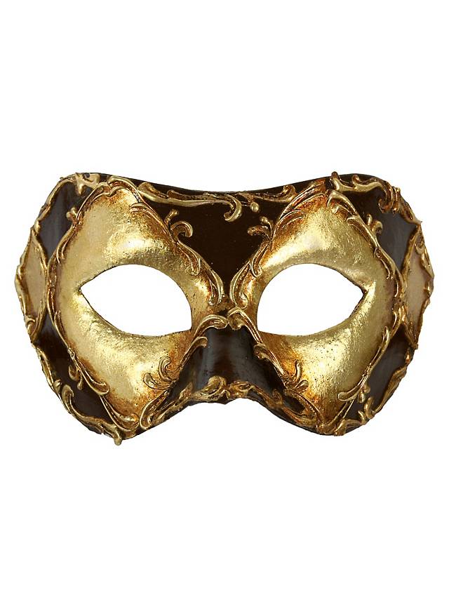 Colombina scacchi oro cuoio stucco - Venetian Mask - maskworld.com