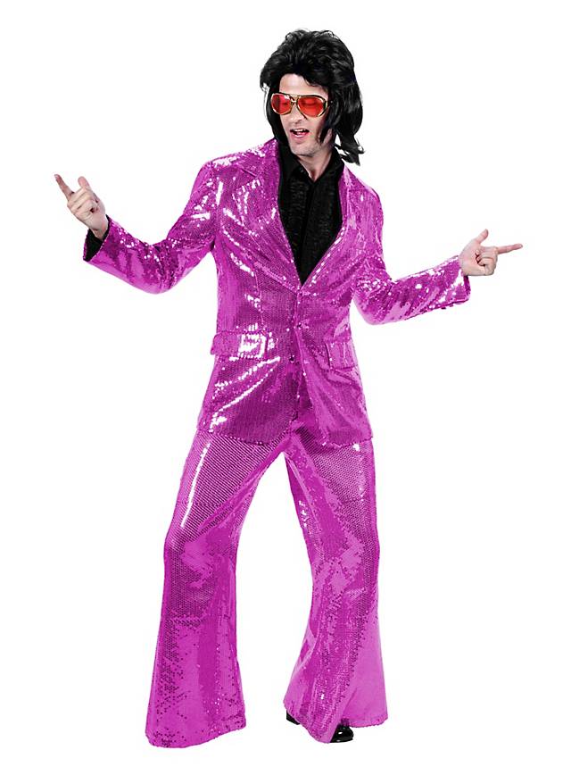 Crooner Sequined Suit Pink Costume - Maskworld.com