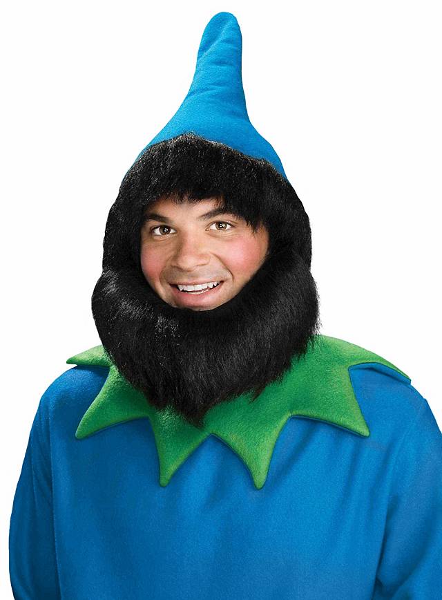 Adult Elf Gnome Dwarf Dwarves Brown Hat Beard Black Hair Wig Costume Accessory