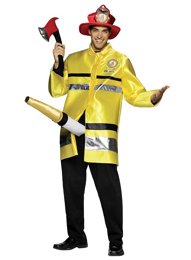 Feuerwehrmann mit langem Schlauch Kostüm