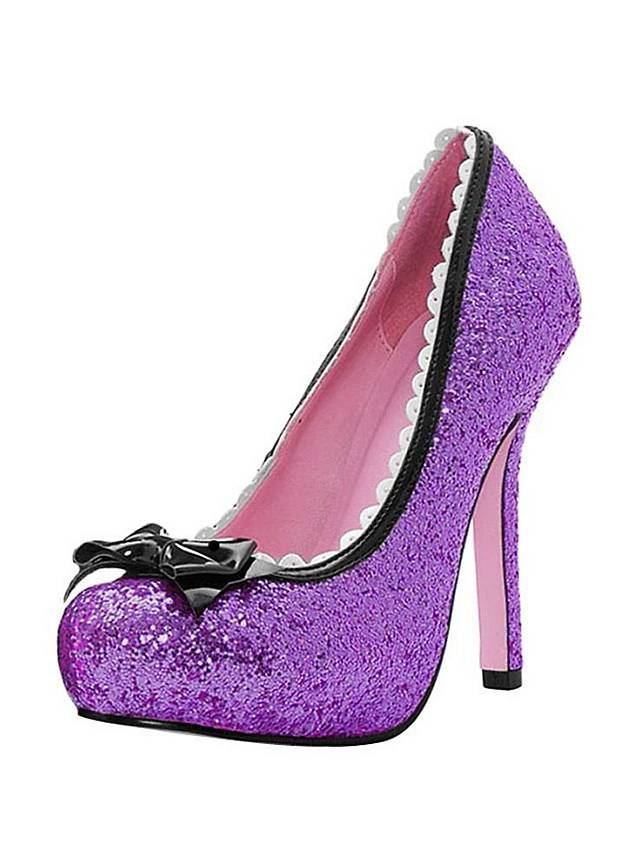 purple glitter high heels