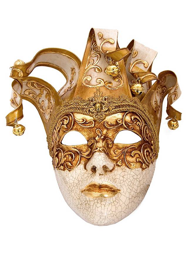 Jolly stucco Craquele bianco Venetian Mask - maskworld.com