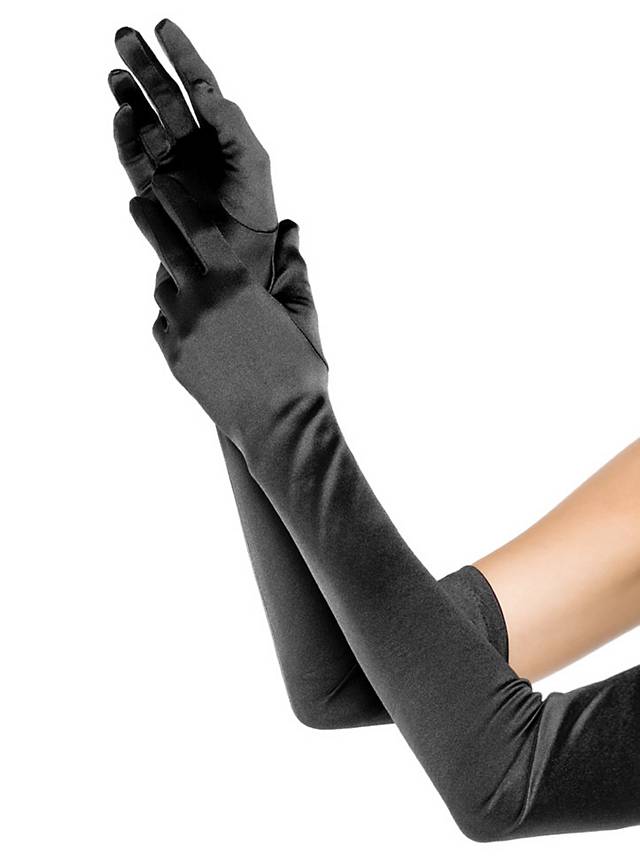 Satin Gloves extra long black