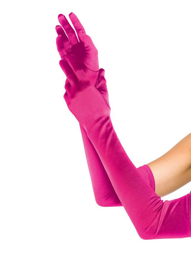 Satin Gloves Extra Long Hot Pink Maskworldc